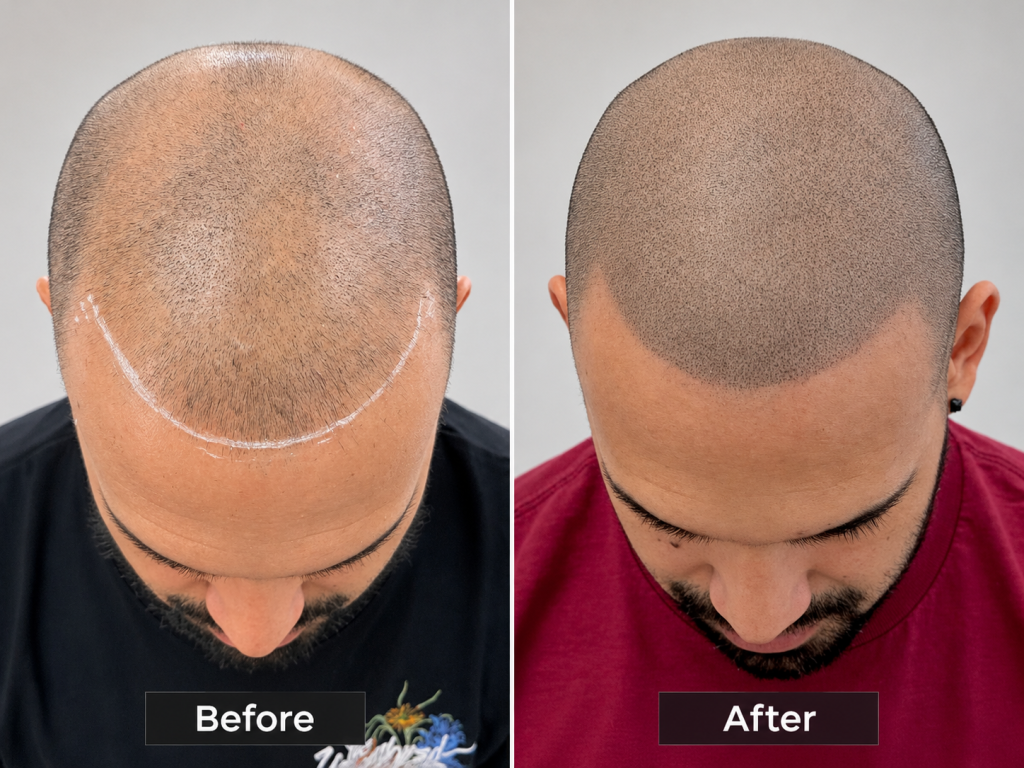 Scalp micro pigmentation front hairline